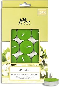 (Jasmine) Scented Tealight Candles| Pack of 15| Long Burning Tealight Scented Candles for Home, Office & Gifting - 2.5 hrs to 3 hrs Burn Time