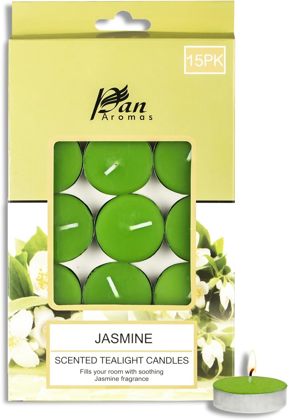 (Jasmine) Scented Tealight Candles| Pack of 15| Long Burning Tealight Scented Candles for Home, Office & Gifting - 2.5 hrs to 3 hrs Burn Time