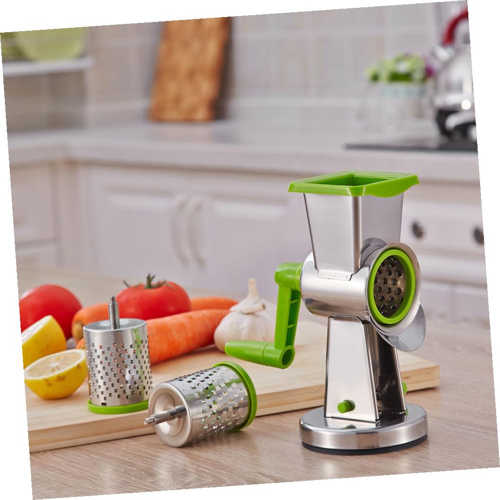 PRETYZOOM Cortador de Verduras con Cilindro Rallador de Queso de Acero Inoxidable Triturador Manual de Alimentos para Cocina para Rallar Queso y Verduras