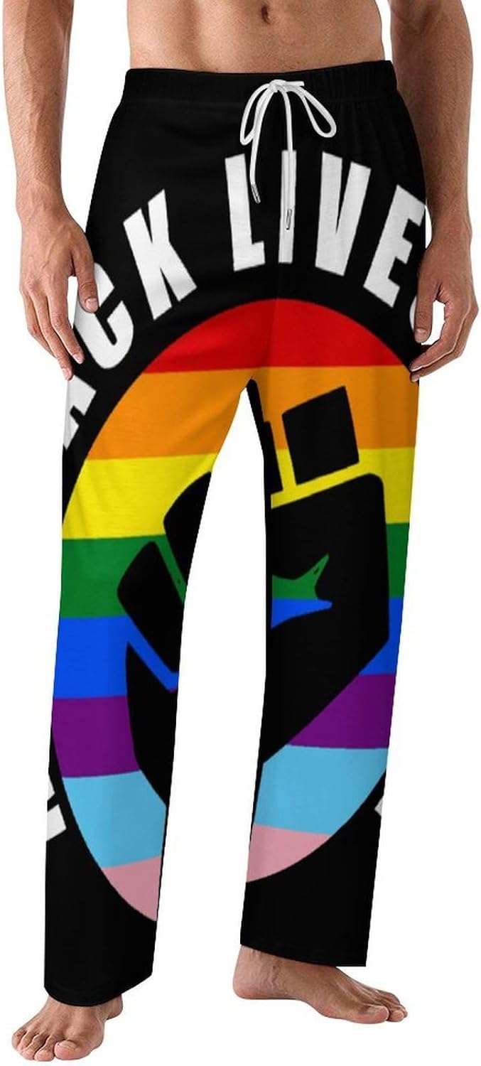 Black History Month American Flag Pajama Pants for Men Soft Warm Sleepwear Lounge Bottoms Pants with Pockets