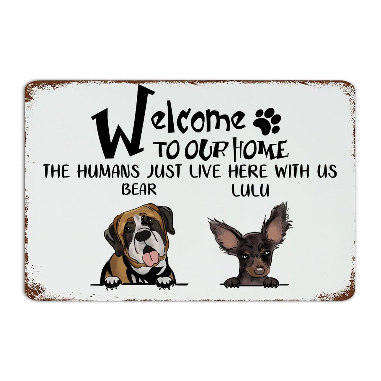Plaque en métal Welcome to Our Home décoration murale humoristique 30x45 cm