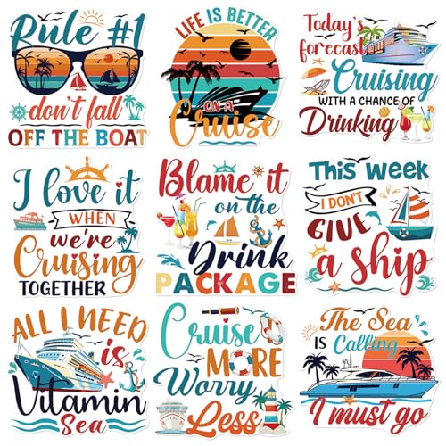 Image of Dazoratix Retro Cruise Door Decorations - 9 Pcs Large Ship Cabin Anchor Magnetic Essentials Funny Magnets Stickers Stateroom Decals for Summer Carnival Party Holiday Accessories Refrigerator Car Decor