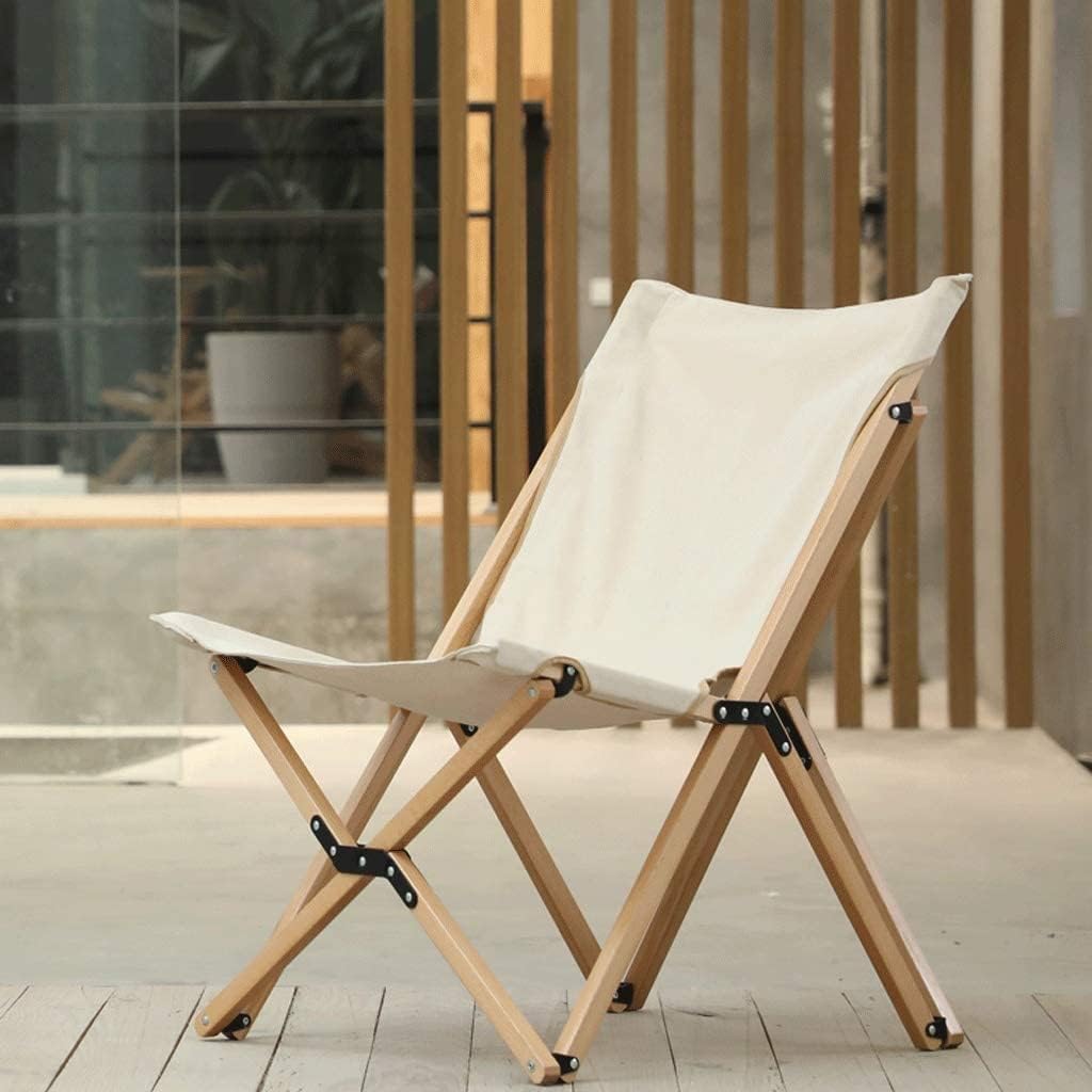 Portable Folding Chair Solid Wood Camping Chair Folding Chair Single Sofa Portable Outdoor Beach Sports Chair Adjustable Folding Chair(Beige)