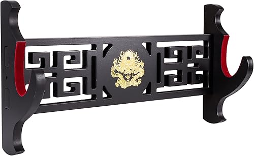 Fclieng Soporte de exhibición Katana para armas, soporte acolchado de terciopelo para espada, soporte de pared Wakizashi Samurai Sword Rack Logo