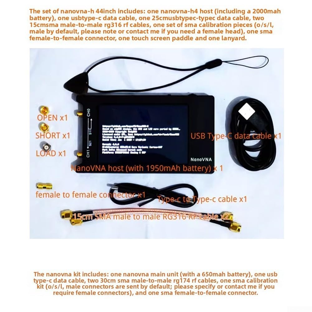 Analizador de red vectorial 10kHz-1.5GHz VNA-H4 Probador de RF de mano con pantalla táctil para antena de radio jamón Medición SWR para almacenamiento de datos Smith Chart