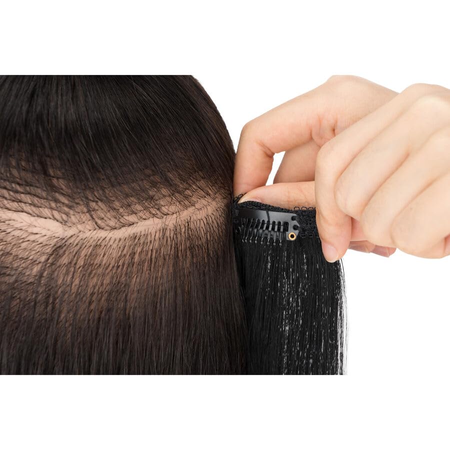 Clip in Hair Extensions Real Human Hair 6Pcs Clip in Short Extensions 10 Inch Dark Black
