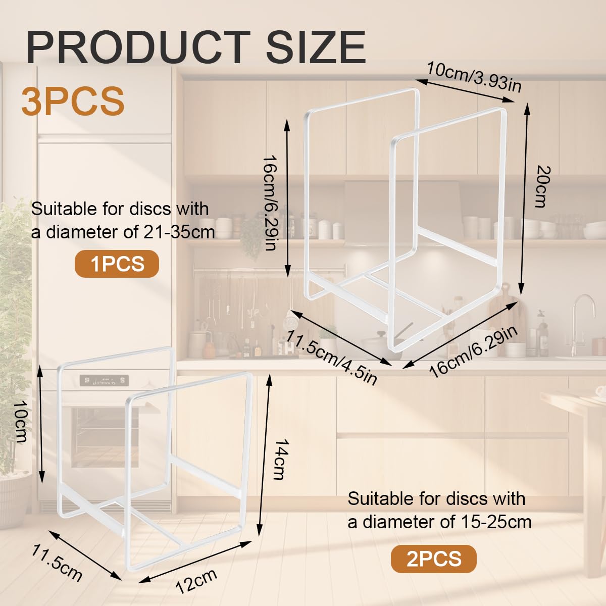 3 PCS Organizador Platos Armario Cocina, Metal Soporte Platos, Plateros de Cocina, Soporte para Platos Upright, Plateros de Cocina Mueble, Organizadores de Cocina (white)