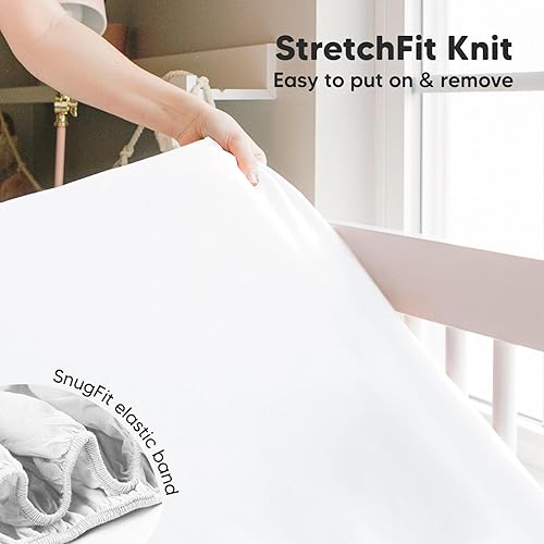 Miniatura 6 de Paquete de 2 sábanas para cuna para niños y niñas, viscosa derivada de bambú, sábanas orgánicas para cuna de bebé, sábana de colchón para cuna,