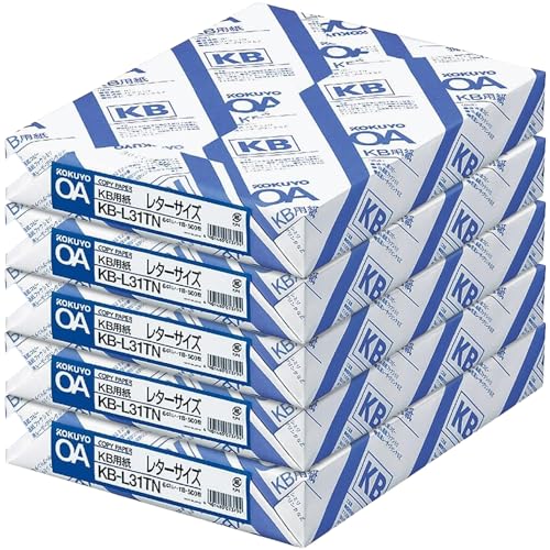 Image of Kokuyo Letter Size 8.5 x 11 inches KB Paper, 5 Reams (2500 Sheets), 80 Bright White Copy Printer Paper in Office /School /Home - 17 lb /64gsm Perfect for Printing, FSC Certified (KB-L31TN)