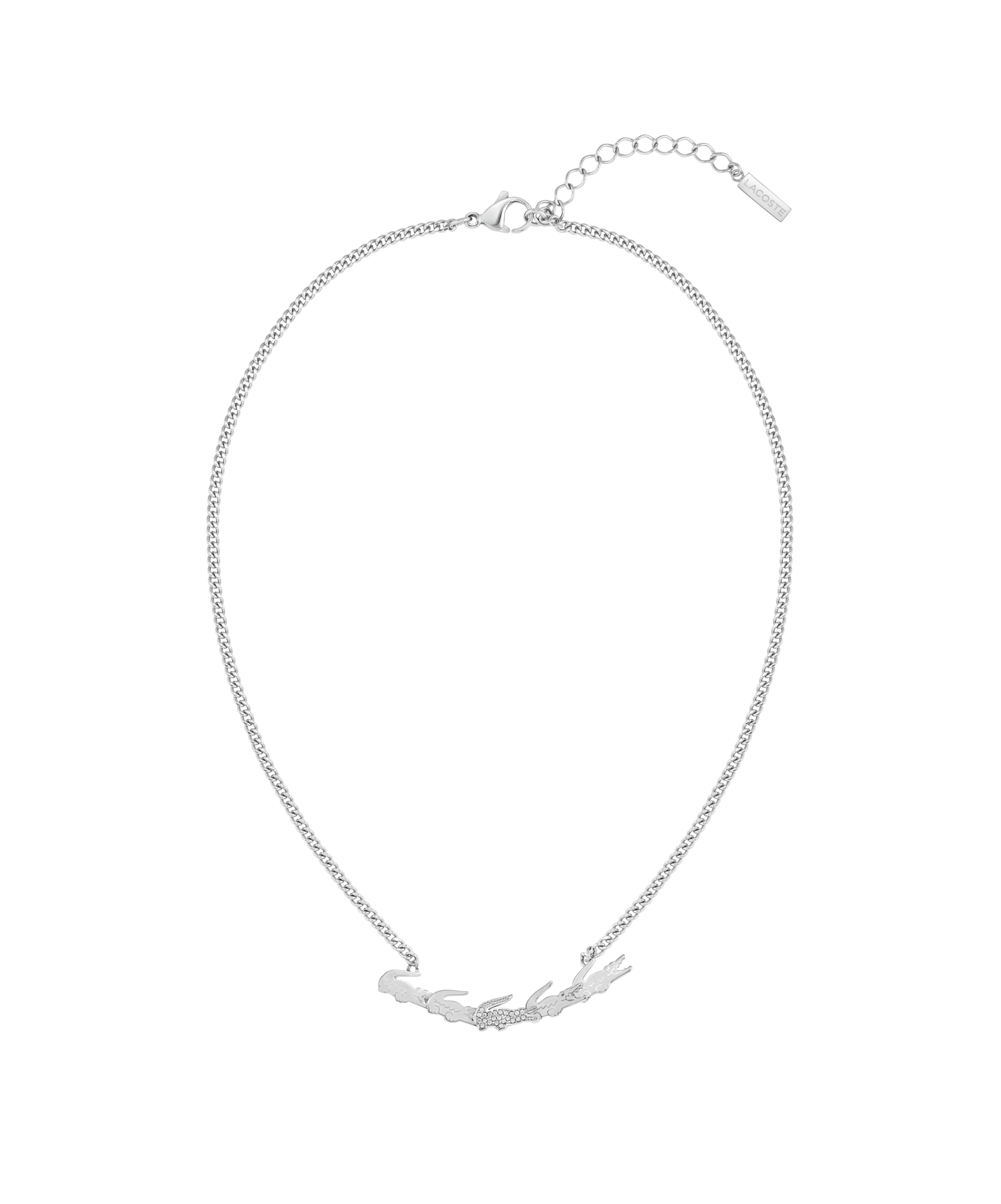 Lacoste Women's CROCODILE Collection Pendant Necklace available in silver, yellow gold or carnation gold