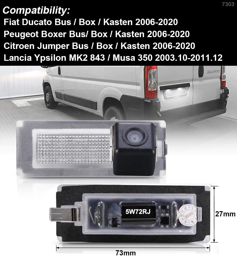 Telecamera di retromarcia per auto, visione notturna, impermeabile, per Fiat Ducato/Peugeot Boxer Kasten/Citroen Jumper 2006-2020/Lancia Ypsilon Mk2 843/Musa 350 2003-2011