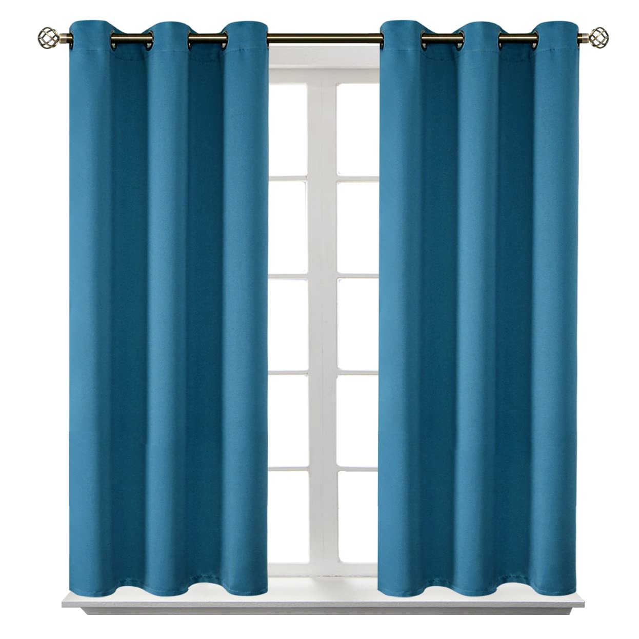 BGment Blackout Curtains - Grommet Thermal Insulated Room Darkening Bedroom and Living Room Curtains, Set of 2 Panels (38 x 54 Inch, Steel Blue)