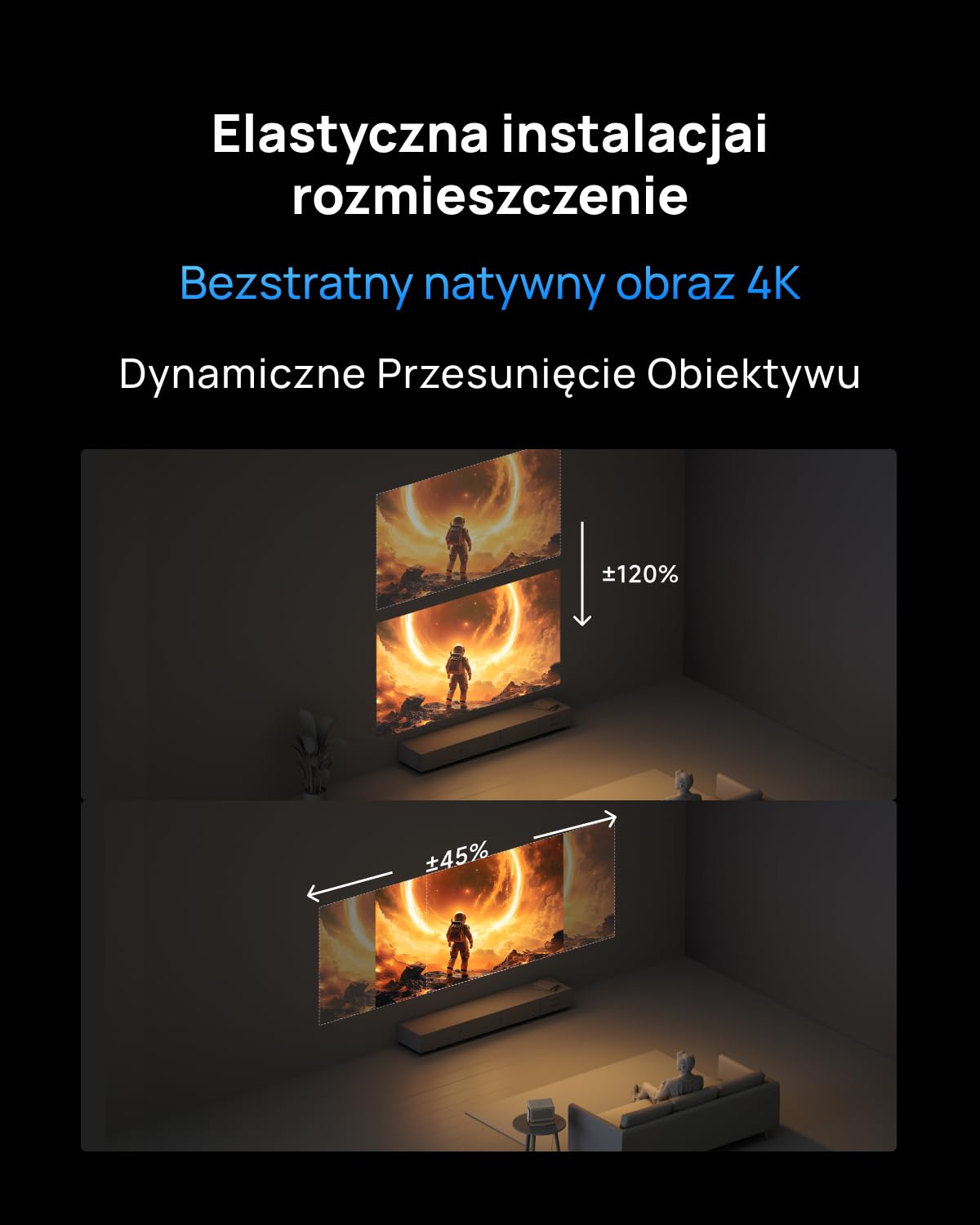 XGIMI Horizon 20 Projektor 4K Triple Laser RGB 3200 ISO lumenów | RGB Triple Laser, 20000:1, Dolby Vision, IMAX, 1ms/240Hz, 300". Do kina domowego, salonu i gamingu.