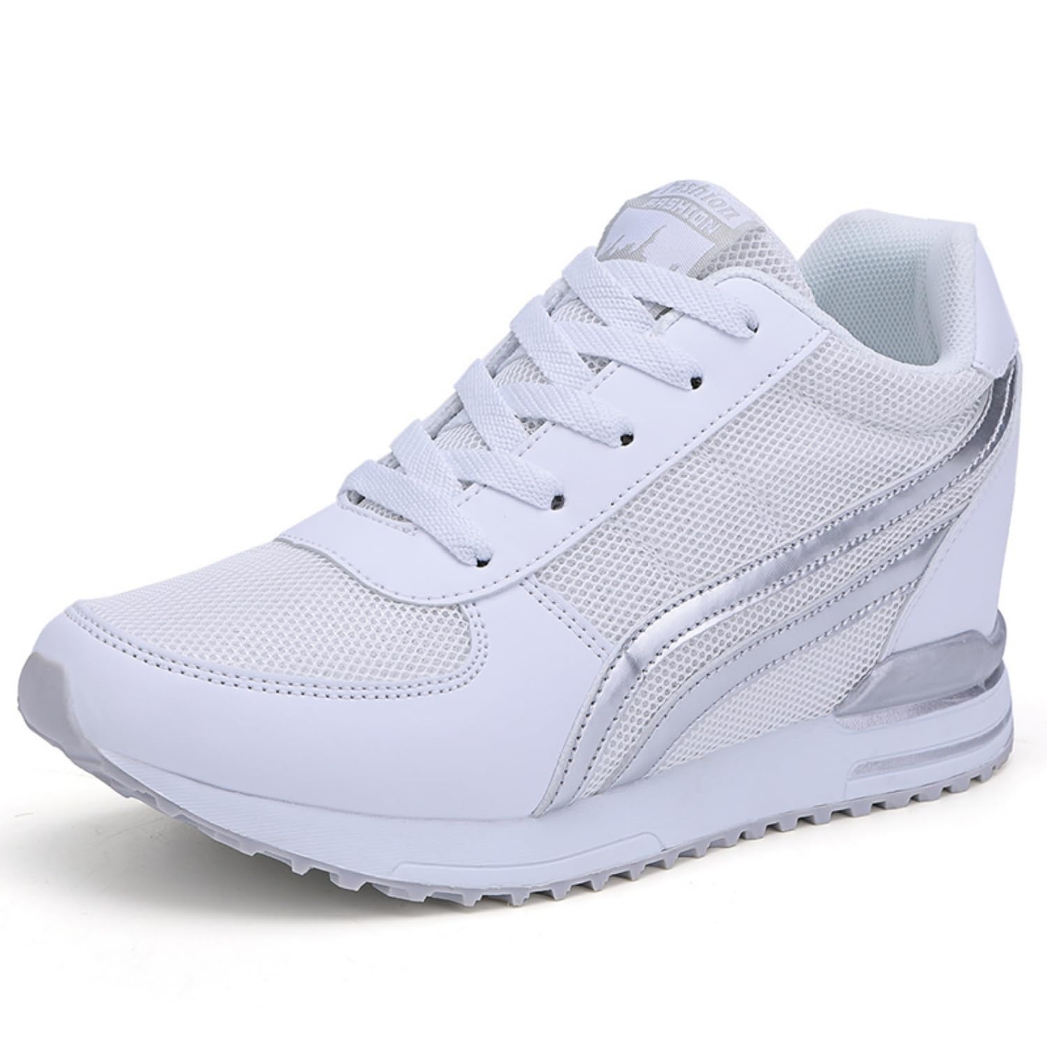 Sneakers con Zeppa Interna Donna Scarpe da Ginnastica Tacco 7CM Sneakers Platform Basse Sportive Fitness Wedges Passeggio