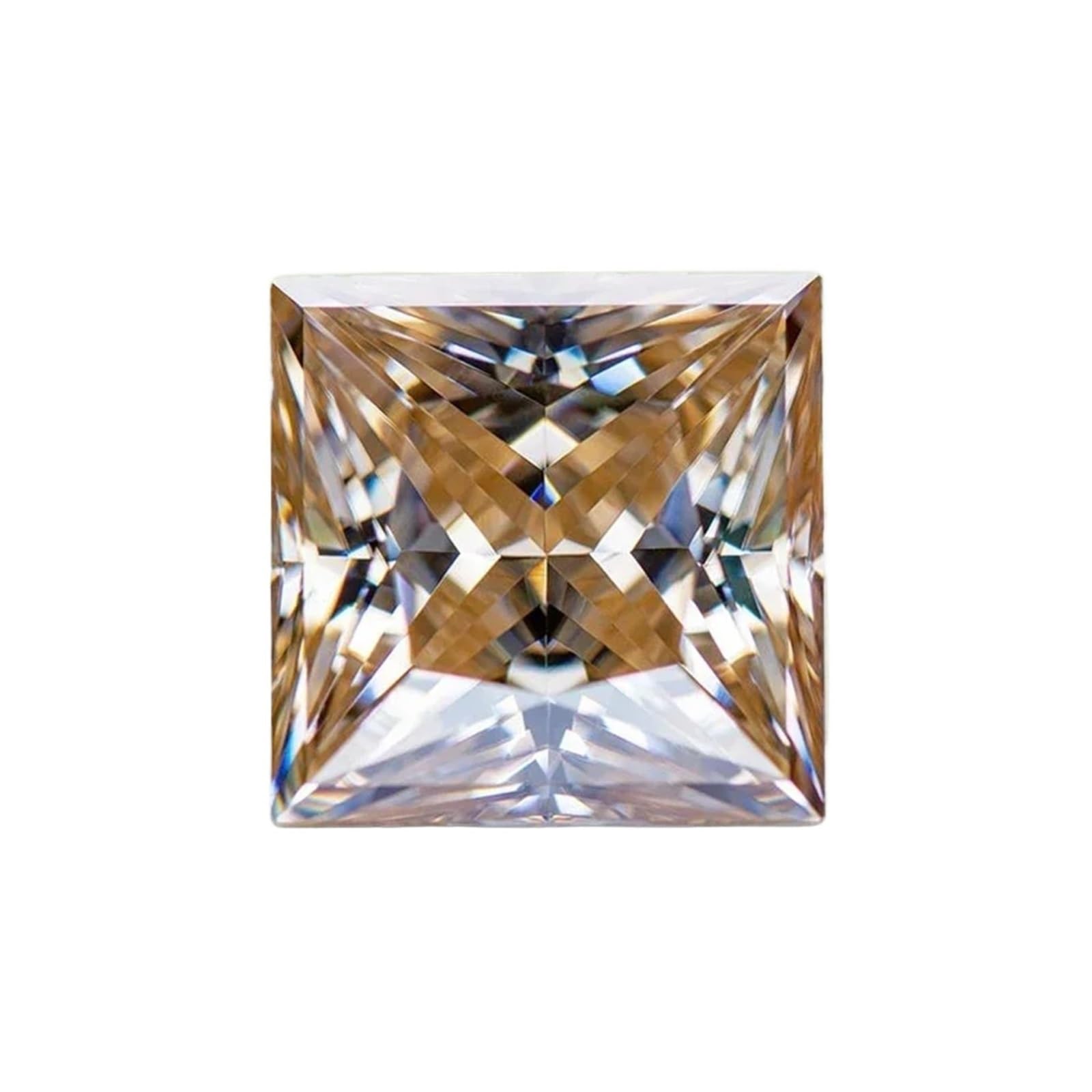 Pietra di moissanite champagne taglio principessa, diamante coltivato in laboratorio for materiali avanzati for la creazione di gioielli
