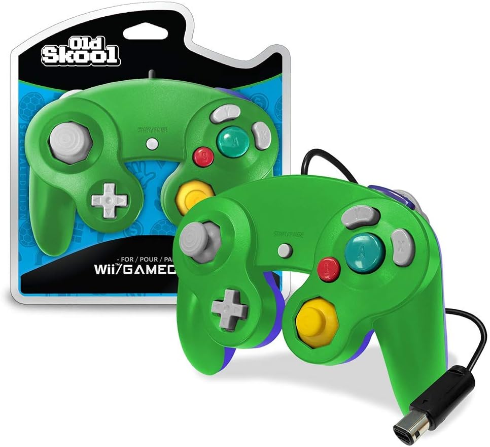 Old Skool GameCube/Wii Compatible Controller - Green/Blue Special Edition