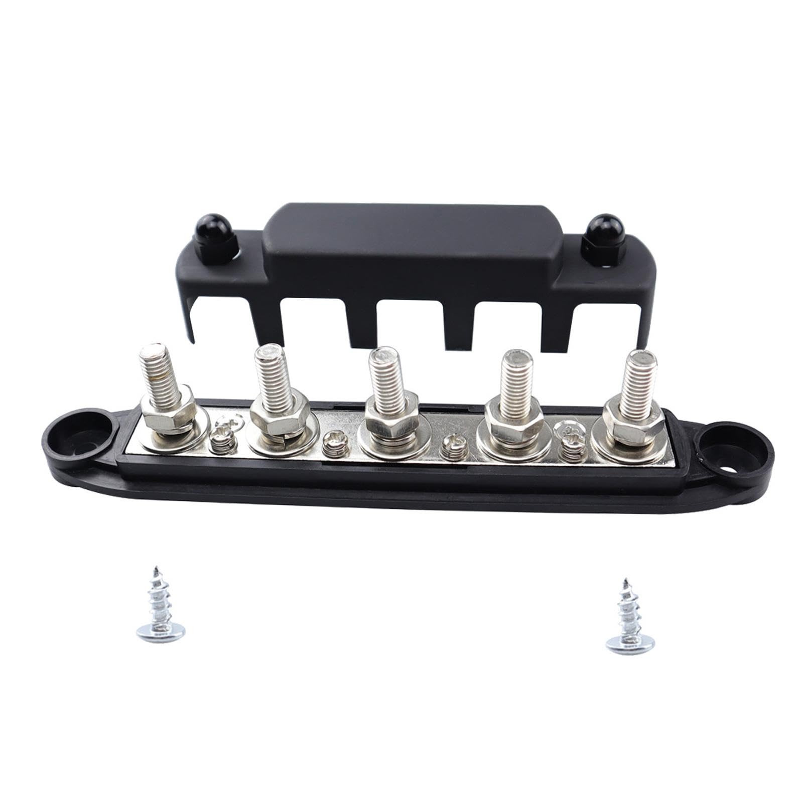 Générique Bloc de Distribution d'alimentation Universel 300 A à 5 Broches avec Couvercle pour Voitures, Autres Véhicules, M10 Noir