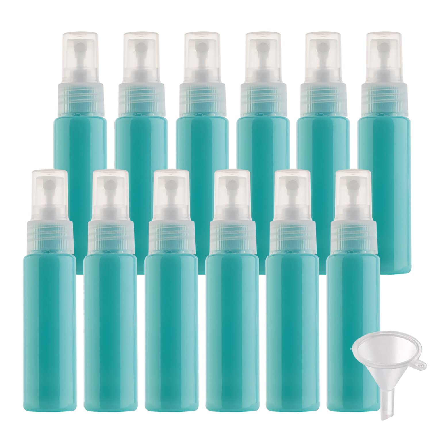 50 Stück 30ml Sprühflasche Dunkelgrün Leer Feinen Nebel Sprühflasche Reise Zerstäuber Klein Plastik Nebel Parfümzerstäuber Reiseflaschen mit Trichter