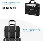 MOSISO Laptop Shoulder Bag 15.6 inch, 15-15.6 inch Computer Bag Compatible with MacBook Pro 16 inch, HP, Dell, Lenovo, Notebook with 2 Raised&1 Flapover&1 Horizontal Pocket&Handle&Belt, Black
