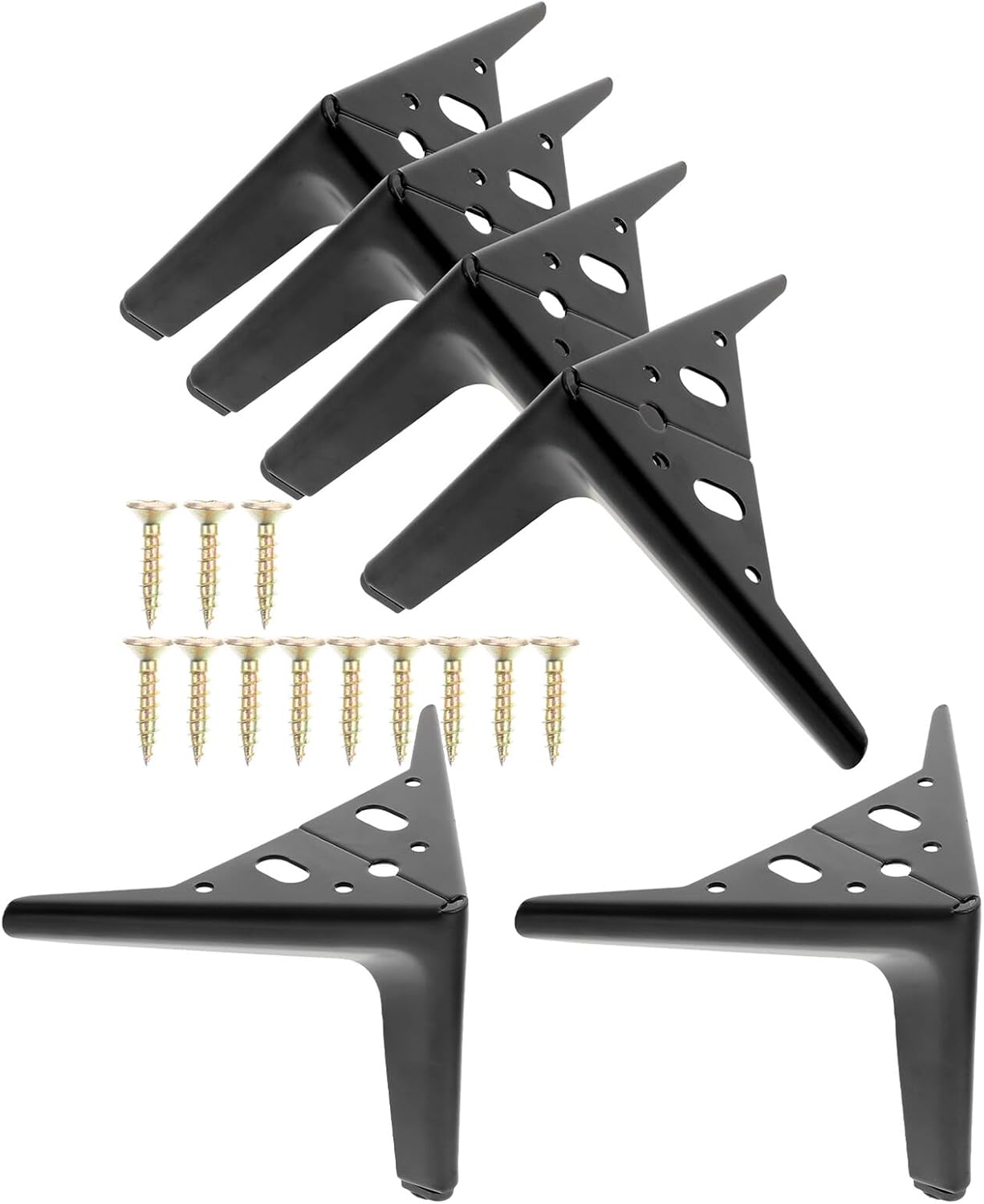 Metal Furniture Legs Replacement Heavy-Duty Couch Support Feet for Sofa Desk Cabinet, Matte Black Metal Table Legs Set of 6 for Bathroom Cabinet and Furniture