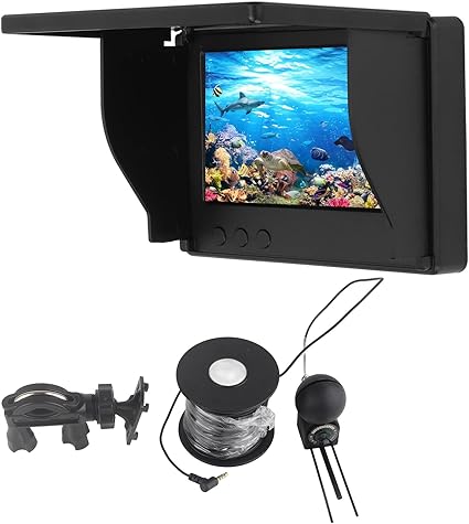 El Kit de Cámara de Pesca Submarina incluye una cámara a prueba de agua y un monitor LCD de 4,3 pulgadas para visualizar a los peces. Se puede montar en la caña de pescar y es ideal para la pesca en el mar, lagos y barcos. Cuenta con una batería recargable de 5000 mAh y una pantalla plana TN resistente.