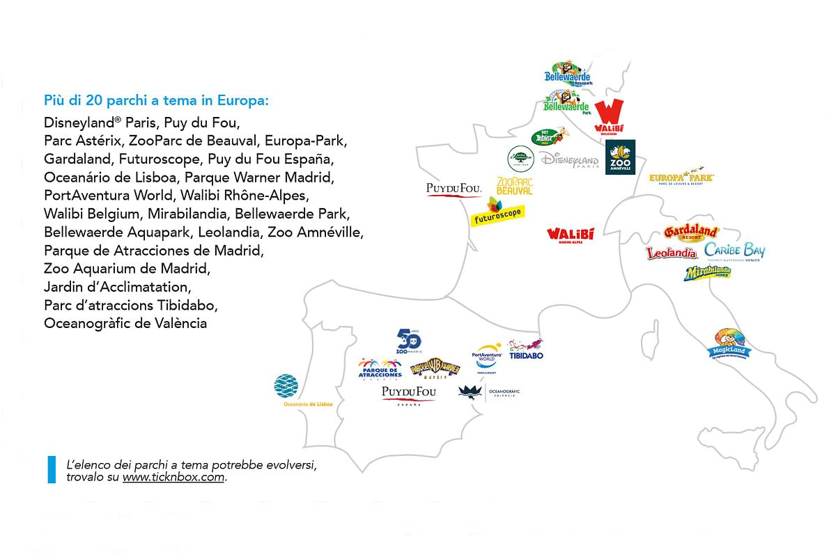 Tick&Box - Geschenkbox - Multiparks - 1 Tag / 1 Park - 1 bis 3 Personen - 1 bis 3 Tickets für 1 Tag nach Ihrer Wahl aus mehr als 20 Parks in verschiedenen Ländern | 1 bis 3 Tickets für 1 Tag Ihrer Wahl aus mehr als 20 Parks in verschiedenen Ländern - Gült