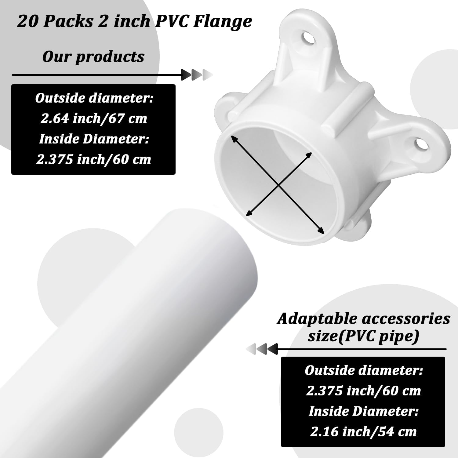 12 Packs 2" PVC Flange, Table Screw Caps PVC Pipe Fittings for DIY Rod Holder Projects, Making Storage Shelves, Support Feet