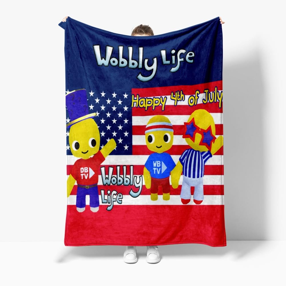 Axolotl Wobbly Life Blanket Boys Wobbly Life Throws Blanket - Soft Lightweight Plush Cozy (L,XXS: 32in x 47in)