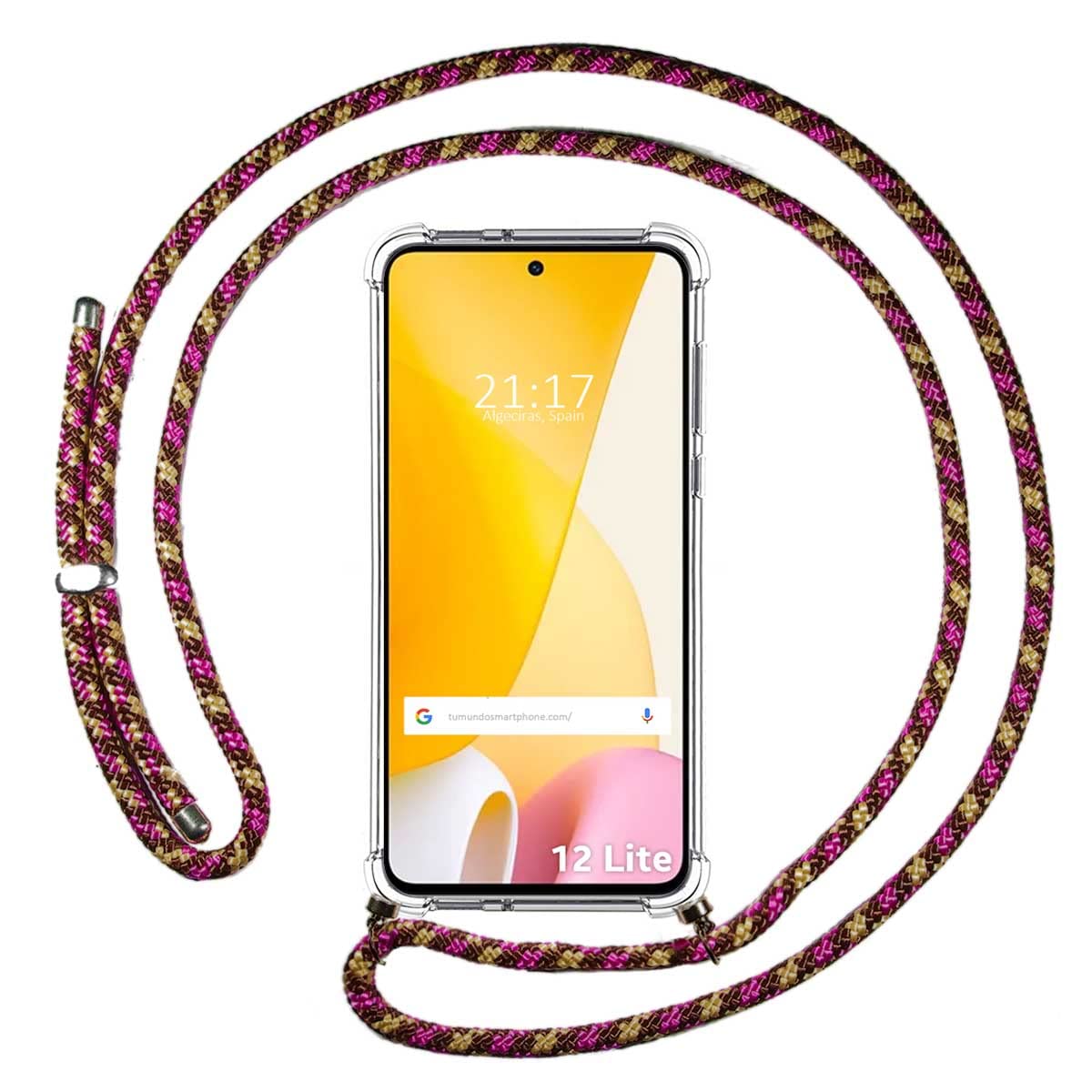 Funda Trasparente Appesa Per Realme P3 Lite Con Corda Rosa / Dorata Funda Trasparente Appesa Per Realme P3 Lite Con Corda Rosa / Dorata