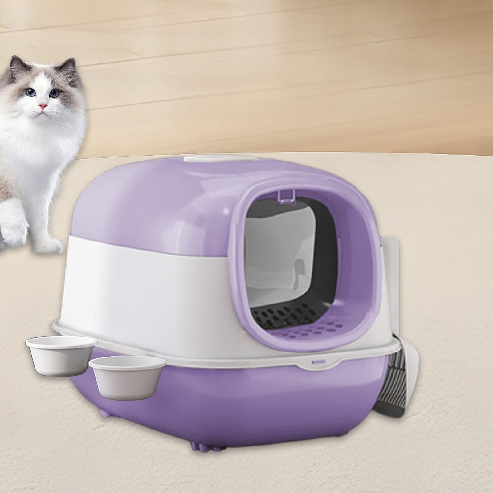 Arenero Grande para Gatos con Tapa, Inodoro para Gatos con, Bandeja de Arena para Gatos Resistente, Reutilizable Y Extraíble, Arenero para Mas