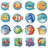 Hohamn 600Pcs Sea Animals Stickers for Kids 16 Designs 1.5 Inch Ocean Animal Stickers Roll for Kids