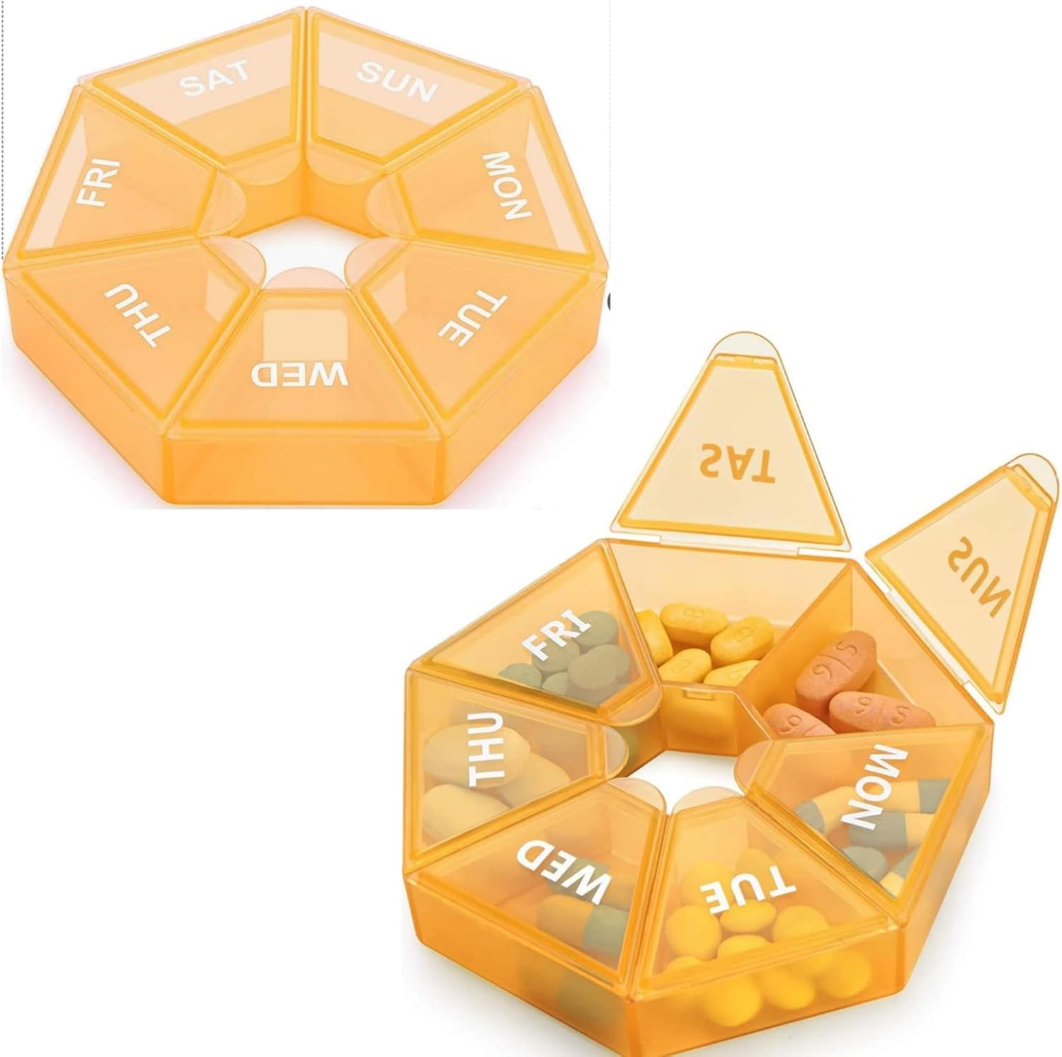 Weekly Pill Organizer, 2 Pack Box, BPA Free Medicine Case, Medicine Pills Box for Supplements, Medication, Vitamins and Fish Oils, Daily Travel Pill Box 7 Day.