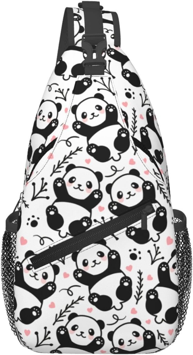 Cute Panda Sling Bag For Women Men Funny Backpack Crossbody Shoulder Bag Sling Backpack Chest Bag Travel Hiking Casual Sport Daypack