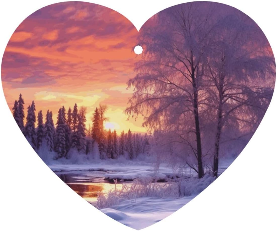 Car Air Freshener 100 PCS Winter landscape Hanging Car Air Fresheners Auto Interior Decor Card Freshener Strong Scented Card Lavender Cars Scents for Office Bedroom Close Drawer Heart Shape