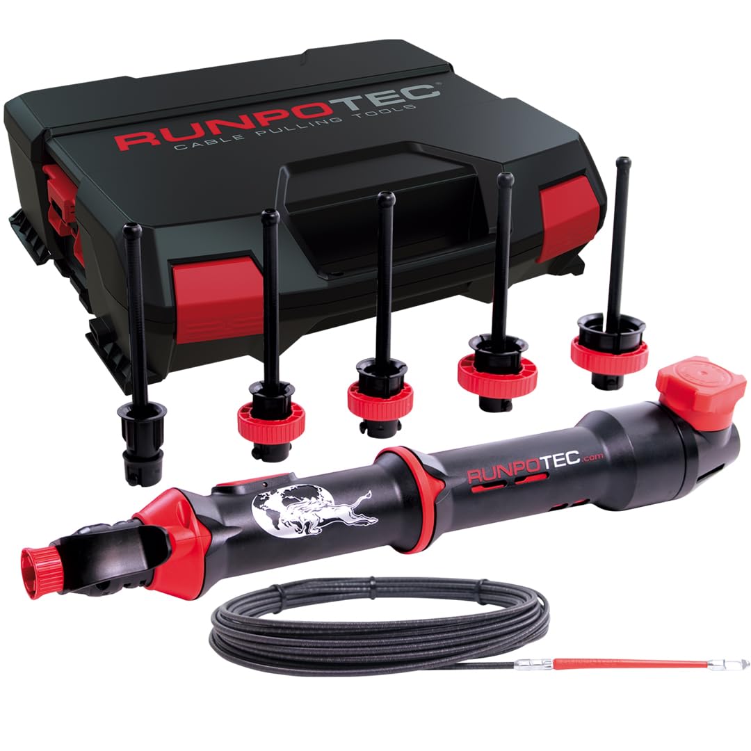 Runpotec RT 2008 10000 Black Cable Retraction System - 510 mm Length - Ideal for Pipe 16-32 mm - Compatible with Cordless Drill