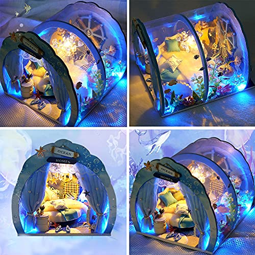 SEPTEMBER-EUROPE DIY Puppenhaus Mini Ocean Tunnel Haus Kit Miniatur mit Möbel Holz Puppenhaus Kit Kreative Zimmer mit… – Bild 8