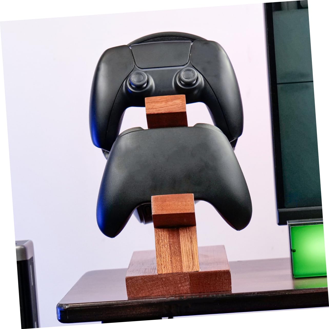 Lurrose Controller Portatile e Cuffie da per Gaming in Supporto Legno di Marrone, Design Semplice Esposizione e Conservazione della Postazione Gioco