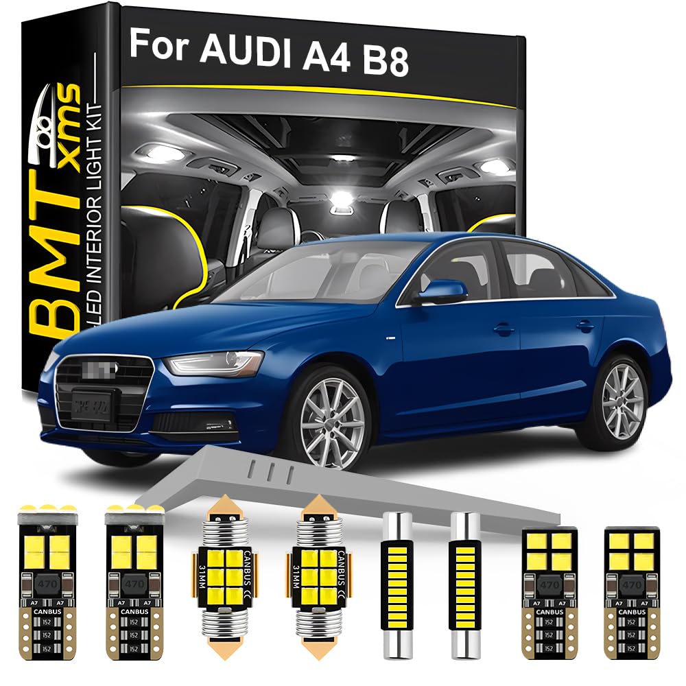 LED Interior Light Kit Replacement for AUDI A4 S4 RS4 B8 Sedan Wagon 2009 2010 2011 2012 2013 2014 2015 2016, Super Bright 6000K White