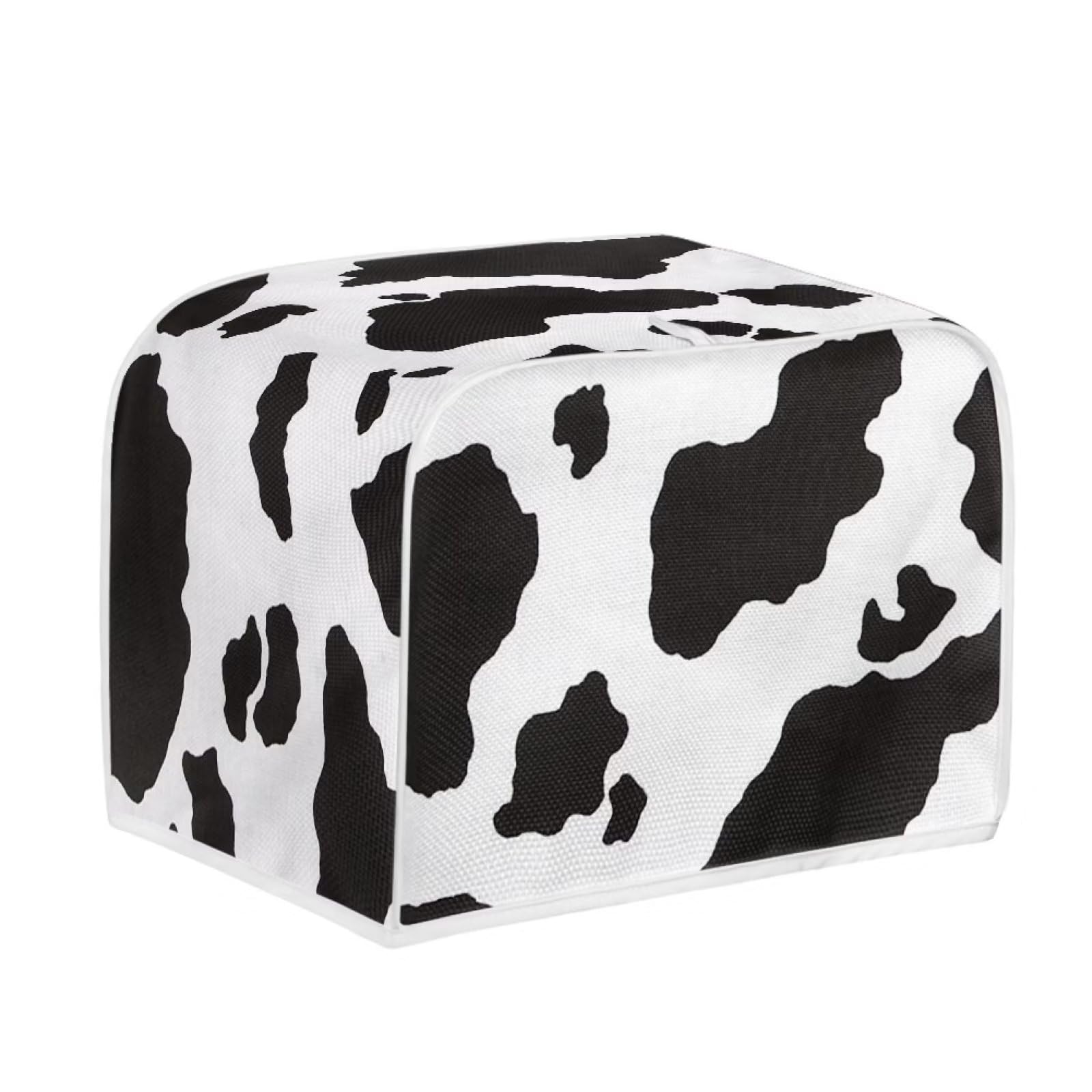 JSLXYYBQ Black and White Cow Print Toaster Covers 4 Slice Wide Slot Dustproof Fingerprint Protectors and Greasy Protection Anti-sputtering Machine Washable Women Gift
