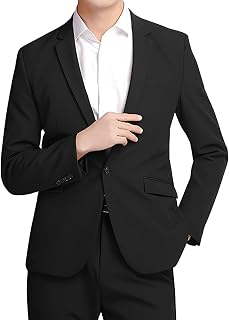 Chaqueta de traje grande y alta para hombre, para boda, vestido de graduación, chaqueta deportiva, color negro, 2 botones, para negocios e informal