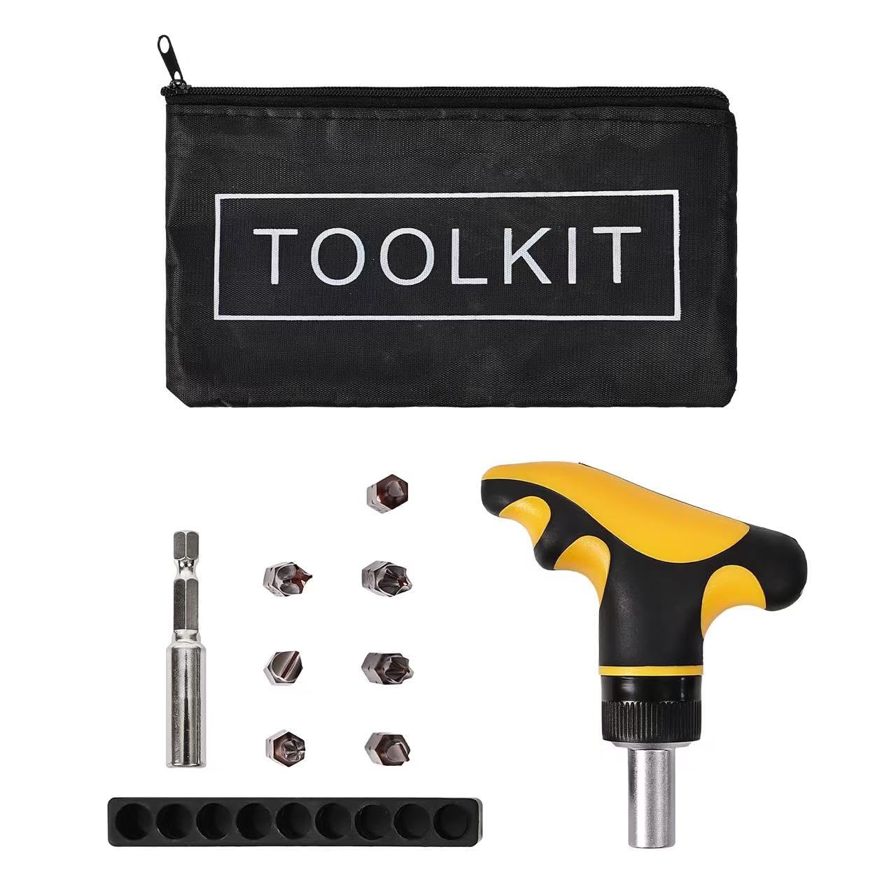 RONGHUAN Snowboard & Ski Binding Adjustment Screwdriver Set, Mini 10 Piece, Flat, Phillips, Hex, Star, Forward/Reverse, Perfect Snowboard Accessories