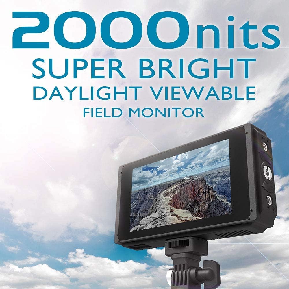 C50TLS 5 Inch IPS DSLR Camera Field Monitor 2000nit Daylight Viewable 3D LUT Touch Screen with 4K HDMI 3G SDI Input/Output,Dual NP-F Battery Mount System