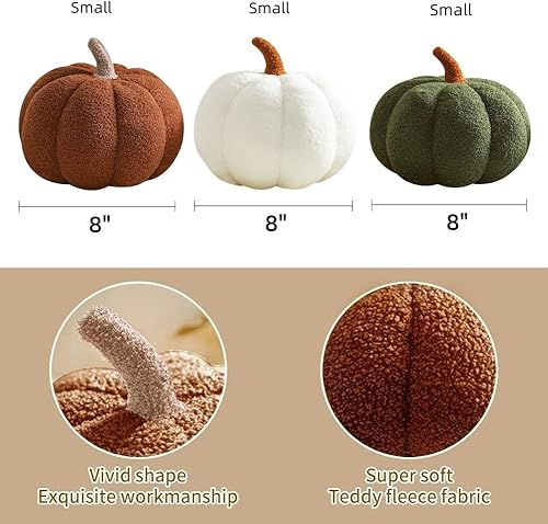 Miniatura 2 de Srutirbo Almohadas de vellón de peluche con forma de calabaza, bonito cojín en forma de 3D para Halloween o decoración del hogar (14 pulgadas,