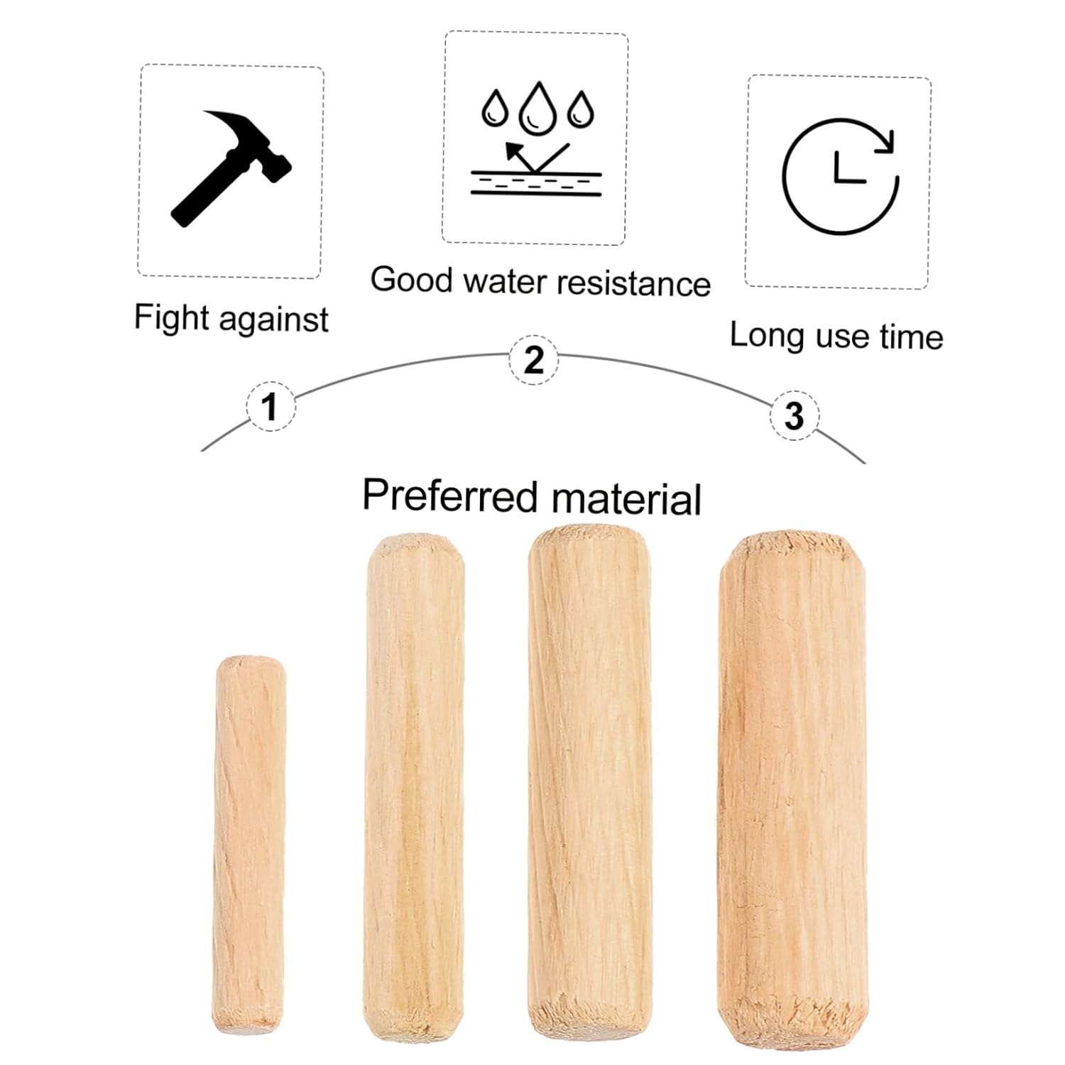 PRETYZOOM Wooden Needle Round Raft Wood Pin Nails 500 Pcs Dowel Pin Chairs Dowel Hardwood Connectors