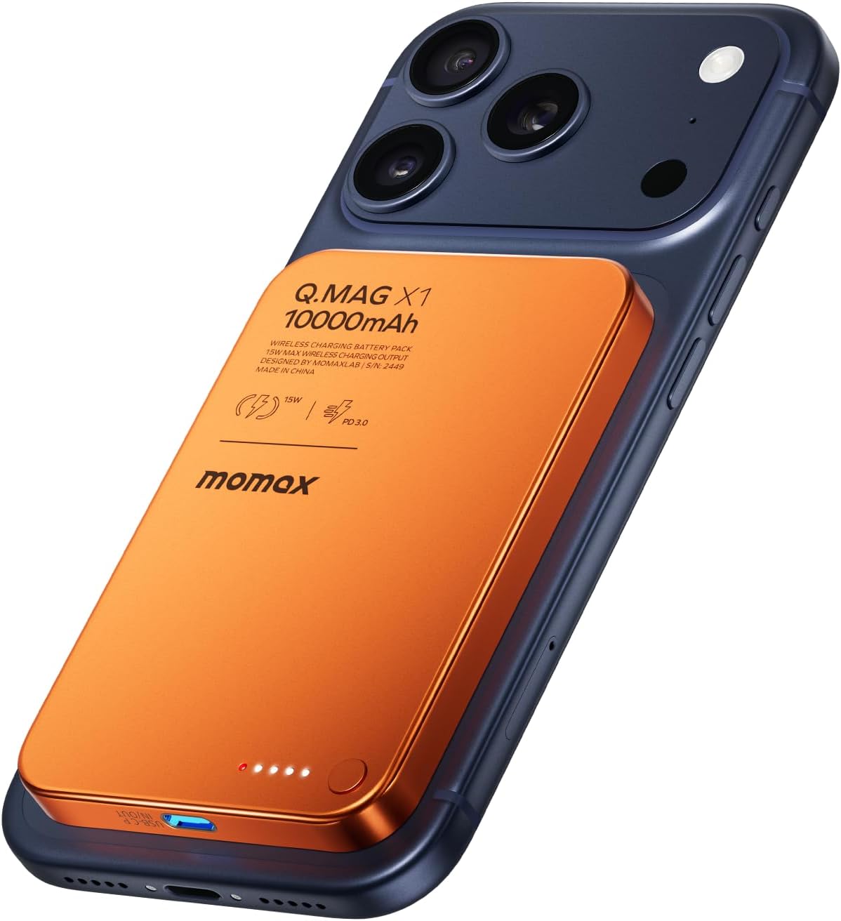 MOMAX Magnetic Wireless Power Bank 10000mAh, Ultra-Slim 0.5" MagSafe-Compatible Portable Charger, 20W USB-C PD Fast Charging, for iPhone 17/16/15/14/13/12 Series, Samsung Galaxy & Google Pixel