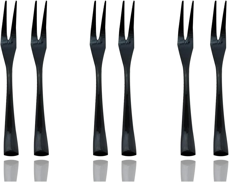18/10 Stainless Steel 6-Piece Black Mirror Polished Fork & Utensil Set
