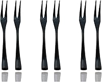 Vista 1 de JASHII 18/10 acero inoxidable 6 piezas espejo pulido negro filete fruta tenedor negro servidor set 14CM