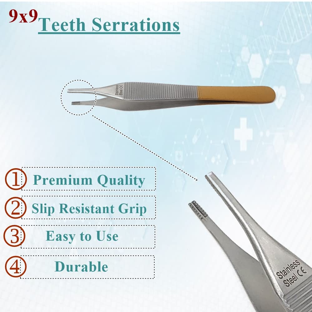 Stainless Steel ADSON Forceps Tissue 1X2 Teeth ADSON Brown Forceps ADSON Dressing Forceps 4.75