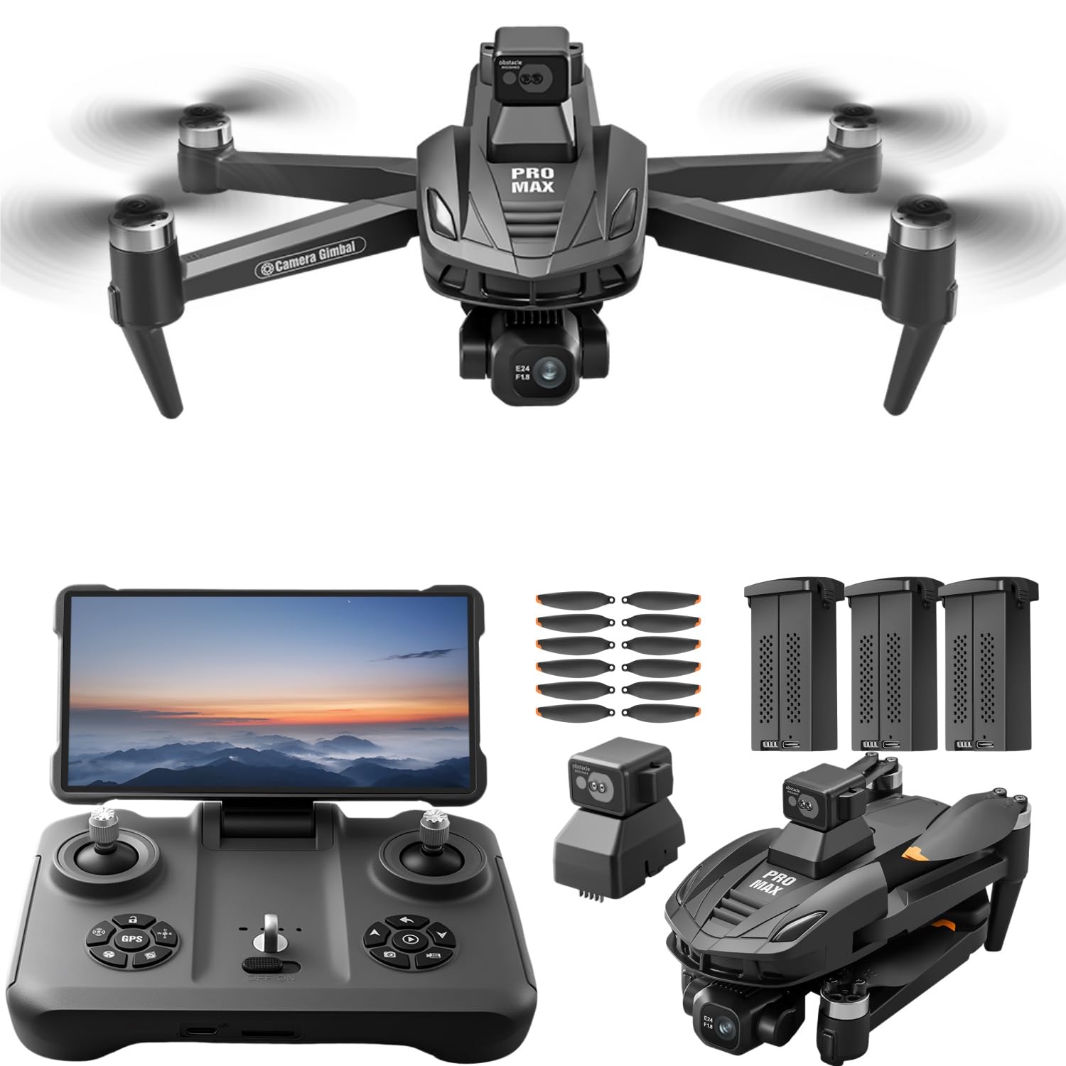 Drones with Camera for Adults 4K (Black, 3-Battery Set)