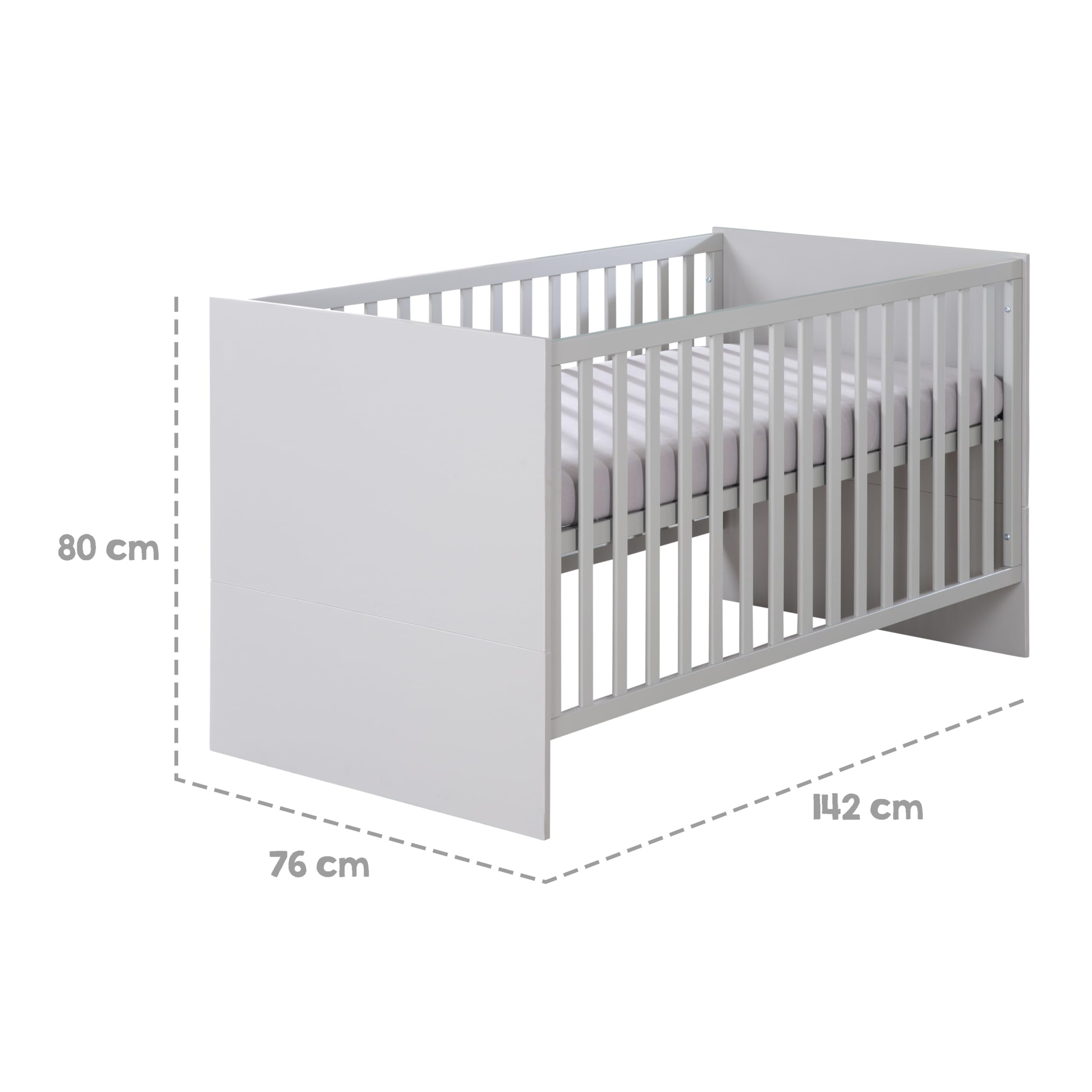roba Lea - Cuna de bebé escalable (70 x 140 cm, Convertible en Cama Infantil, Regulable en Altura, 3 Barras extraíbles, Color Beige y Gris